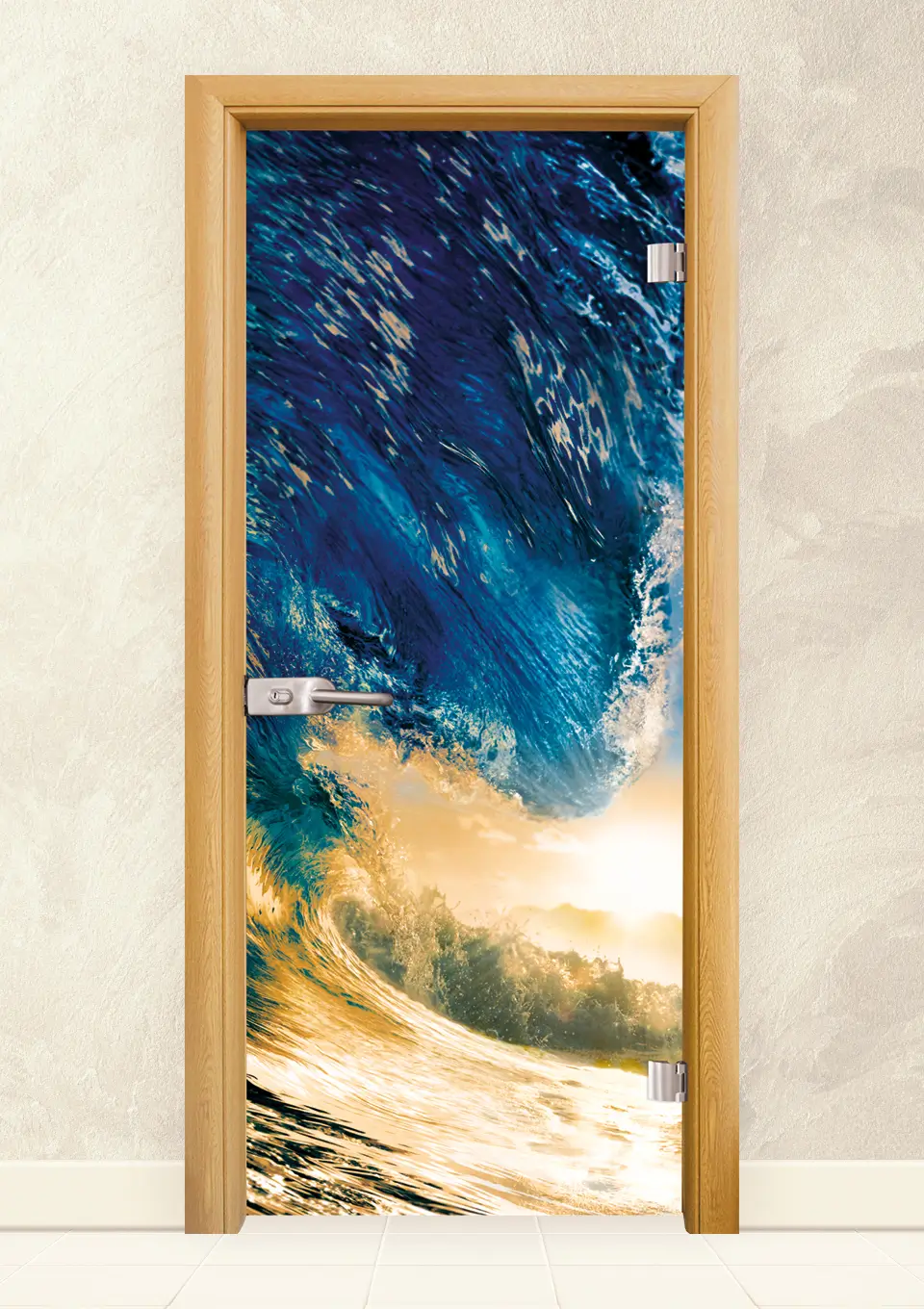 Стъклена интериорна врата Print G 13-19 Светъл Дъб