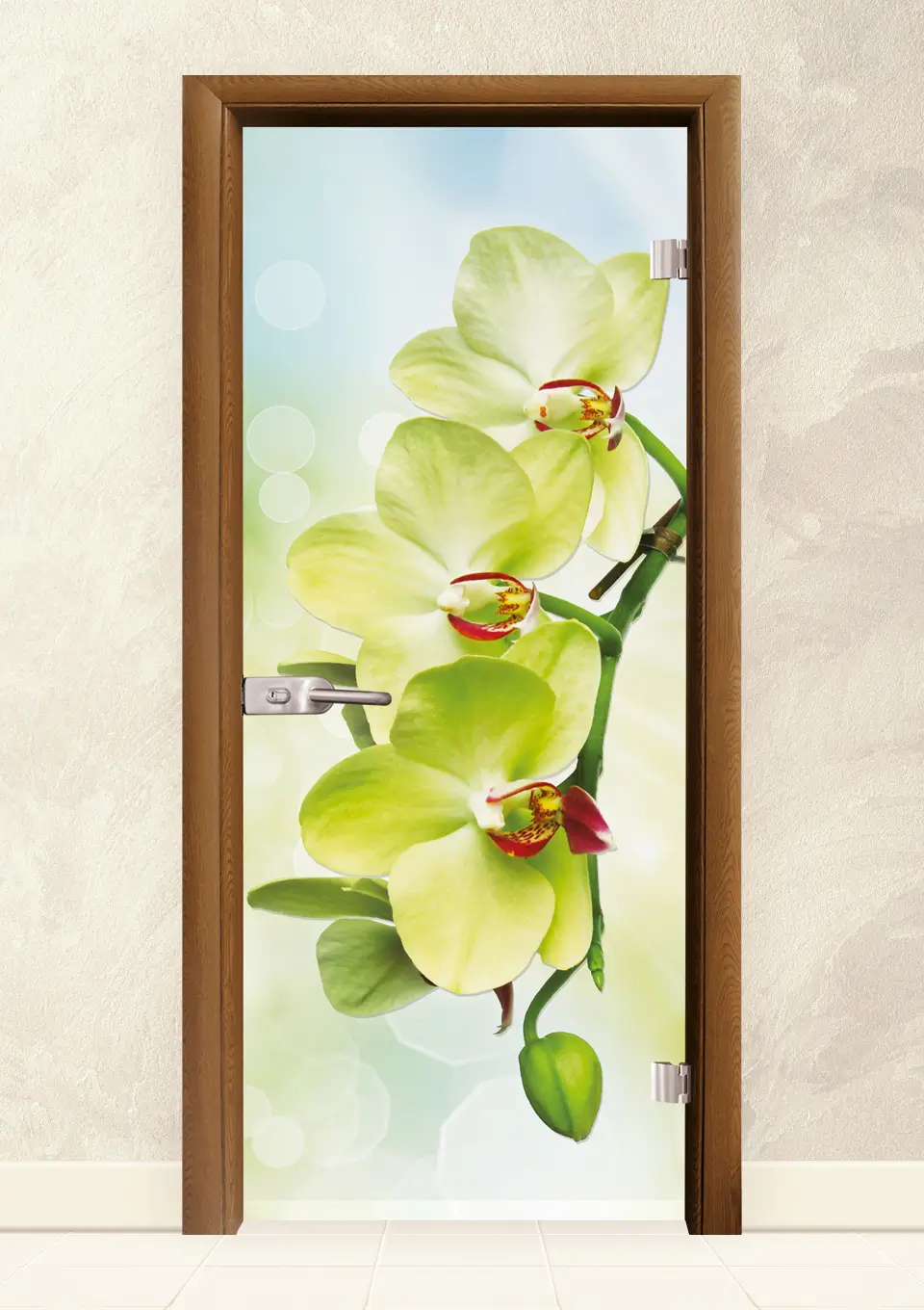 Стъклена интериорна врата Print G 13-3 Green Златен Дъб