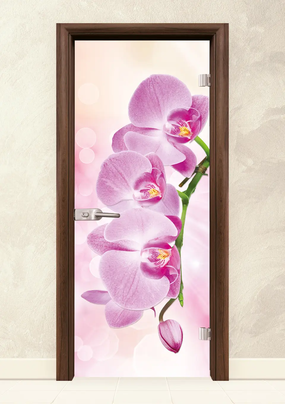 Стъклена интериорна врата Print G 13-3 Pink Орех