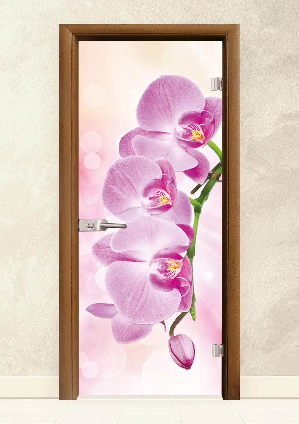 Стъклена интериорна врата Print G 13-3 Pink Златен Дъб